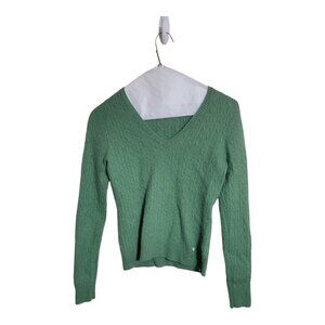 Tweeds Sweater Women M Green Cashmere Crewneck 2 Ply Career Preppy Minimalist